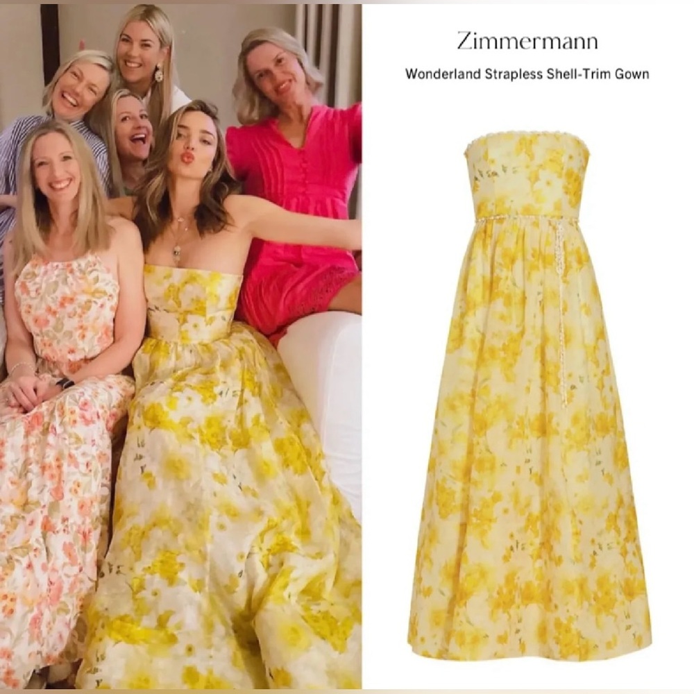 🔥NWT AU0P Zimmermann Wonderland Floral Strapless Gown